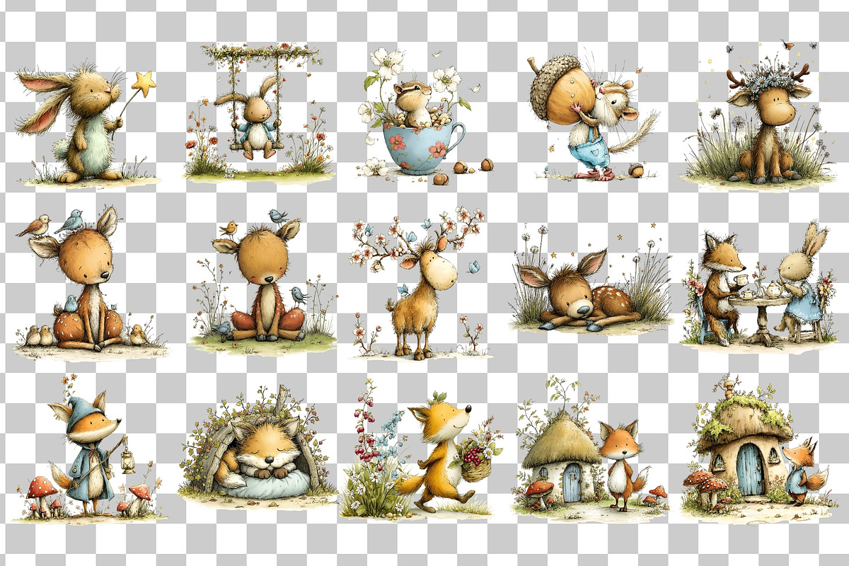 Cute Woodland PNG Clipart, an Animal Illustration by Nicolle's Colorful Art (Photo 3 of 6)