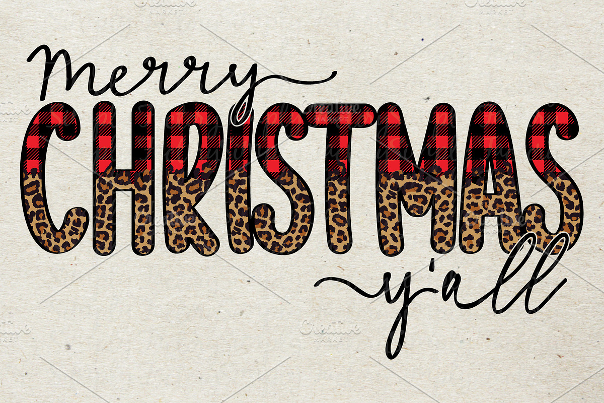 Buffalo Plaid Christmas y'all Set, a Decorative Illustration by Simply Factory