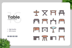 Table Colored Icons, an Icon by Upnowgraphic