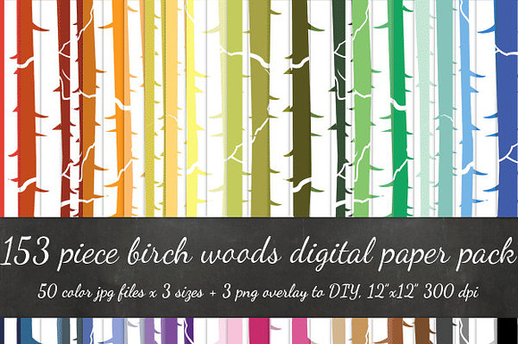 153 Piece Birch Forest Digital Paper preview 4