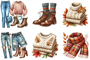 Watercolor Autumn Fashion Clipart, an Illustration by DreamArtGraphic (Thumbnail 2 of 6)