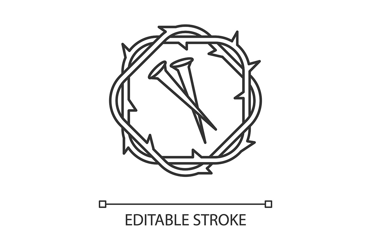 Crown of thorns and nails linear ico, an Outline Icon by IMG Visuals