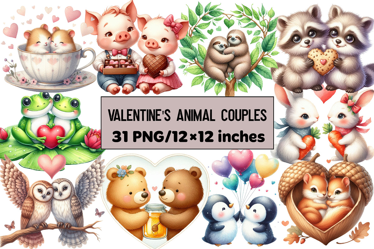 Valentine's Animal Couples, an Illustration by Design Market (Photo 1 of 5)