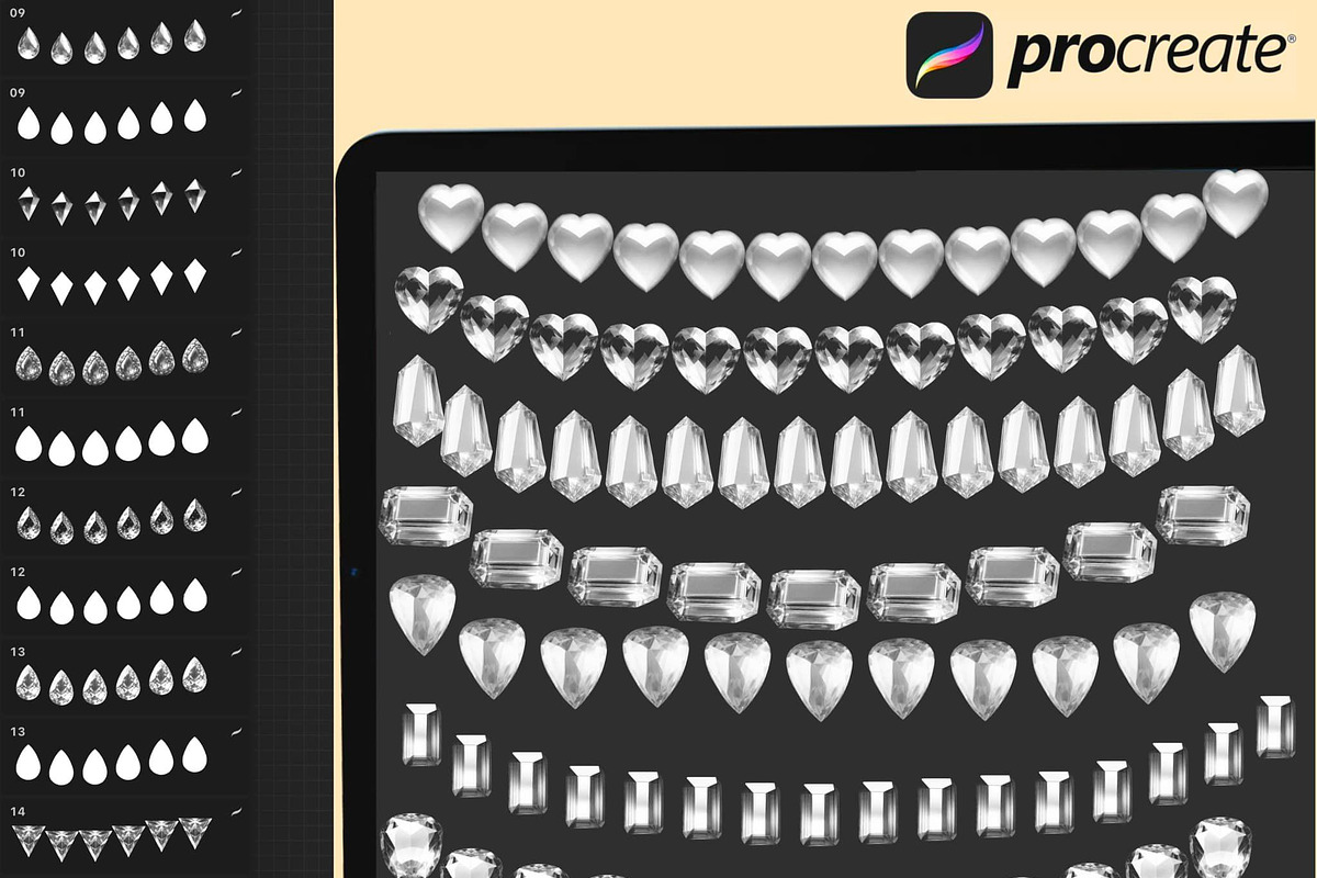 130 Procreate Diamonds Brushes, a Brush Add-On by DrawingStoryShop (Photo 3 of 6)