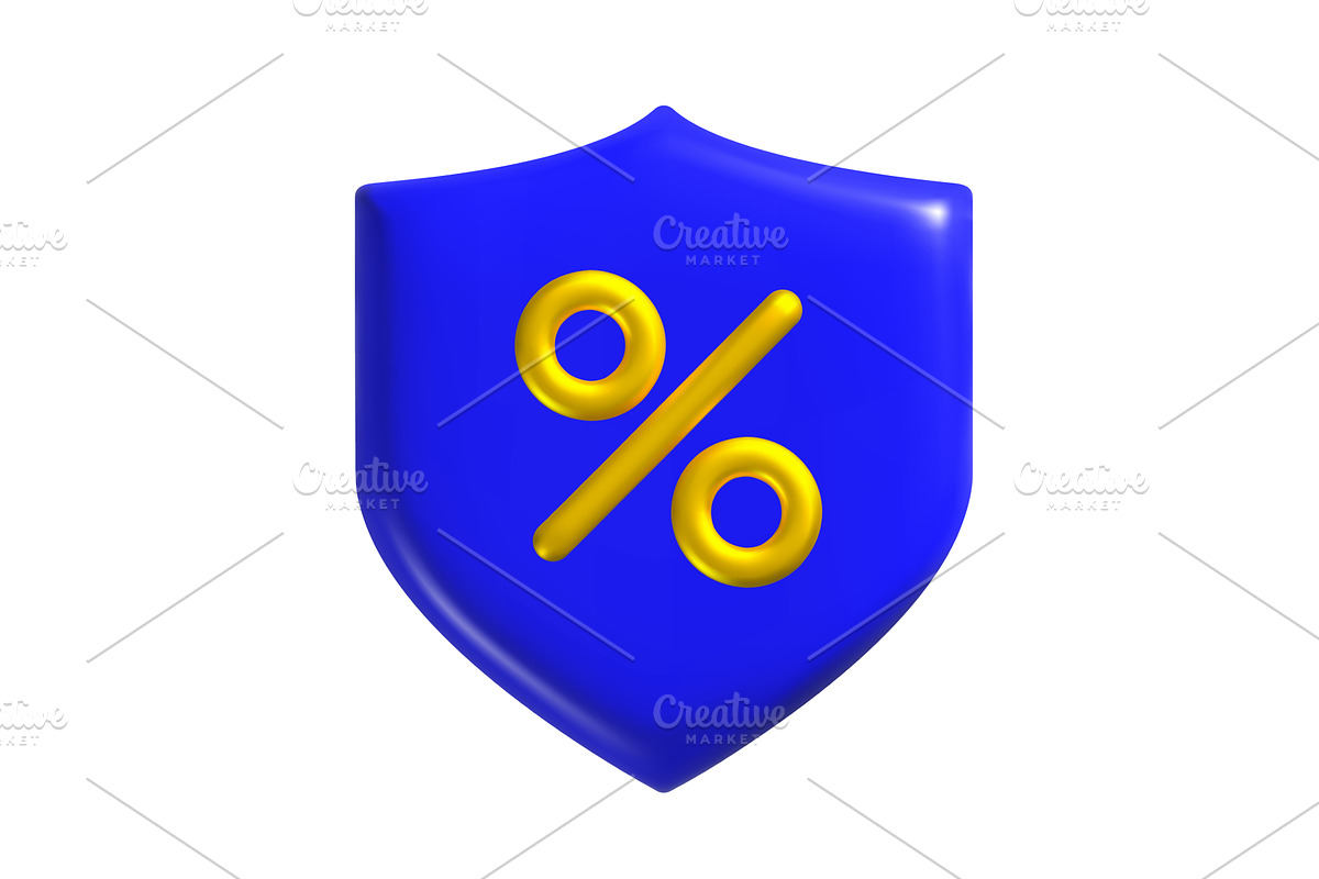 A blue shield displays a yellow, an Object Illustration by Woters little shop