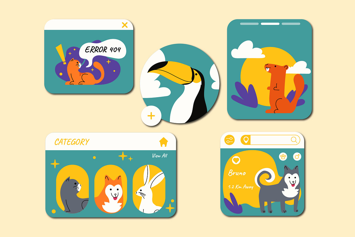 Pet Asset Illustration, an Animal Illustration by graphicook