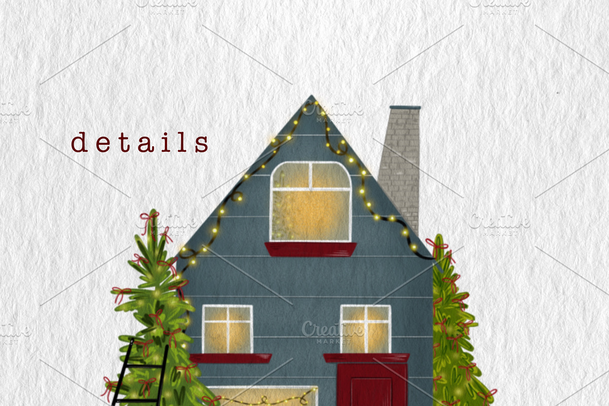 Christmas Houses Village Clipart, a Decorative Illustration by Oleksandra Illustrates (Photo 7 of 14)