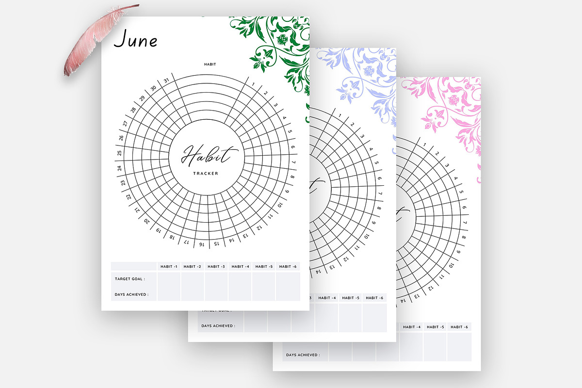 Monthly Habit Tracker Bundle Pack, a Stationery Template by Design Zone (Photo 5 of 6)
