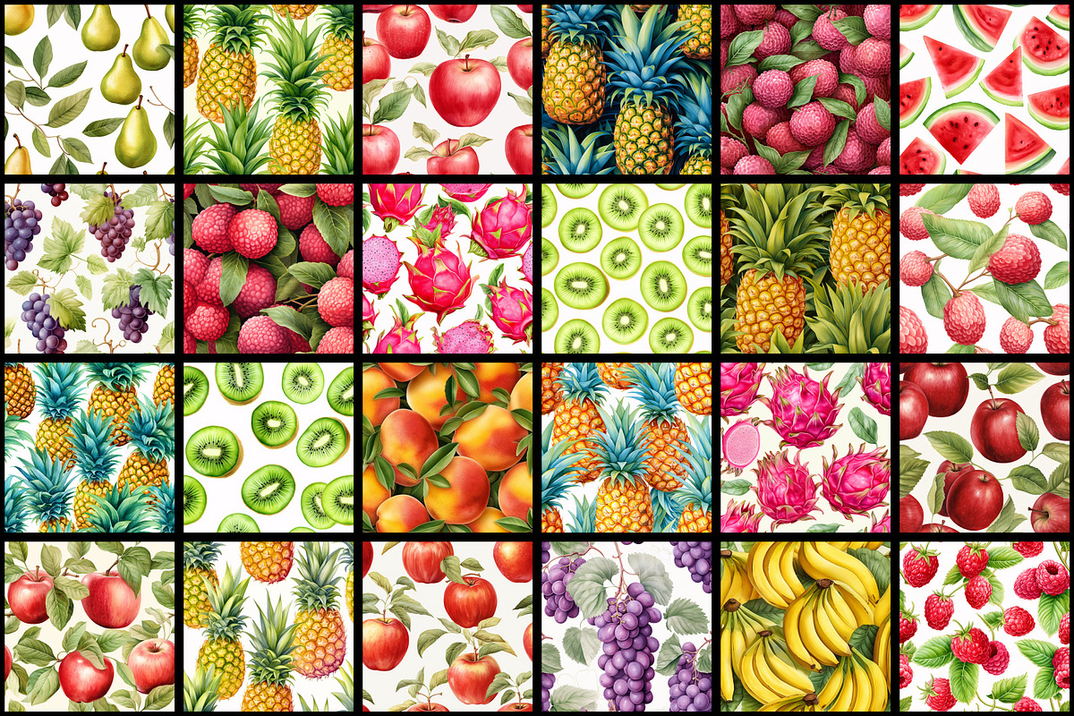 Watercolor Fruits Seamless Pattern, a Pattern Graphic by Forhadx5 (Photo 4 of 7)