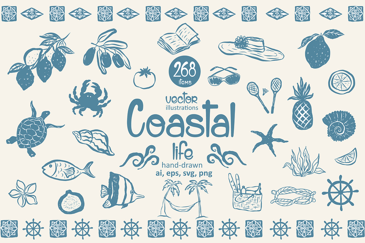Coastal Life. Vector Illustrations., a Seasonal Illustration by Designwork (Photo 1 of 21)