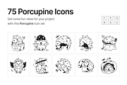 Porcupine Doodle Icons, a Solid Icon by Prosymbols (Thumbnail 1 of 6)