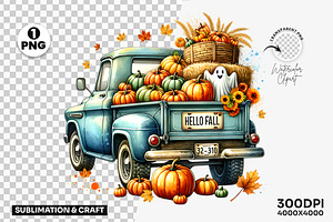 Pumpkin Truck Fall Harvest Clipart, a Seasonal Illustration by Creative Arslan