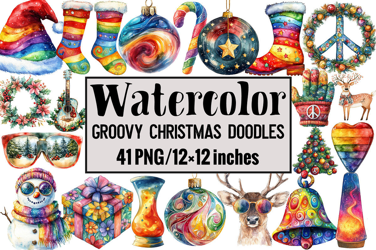 Groovy Christmas Doodles, an Illustration by Design Market (Photo 1 of 3)