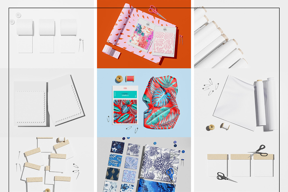Fabric Sample Swatch Mockup Set, a Packaging Mockup by Mego-studio (Photo 7 of 7)