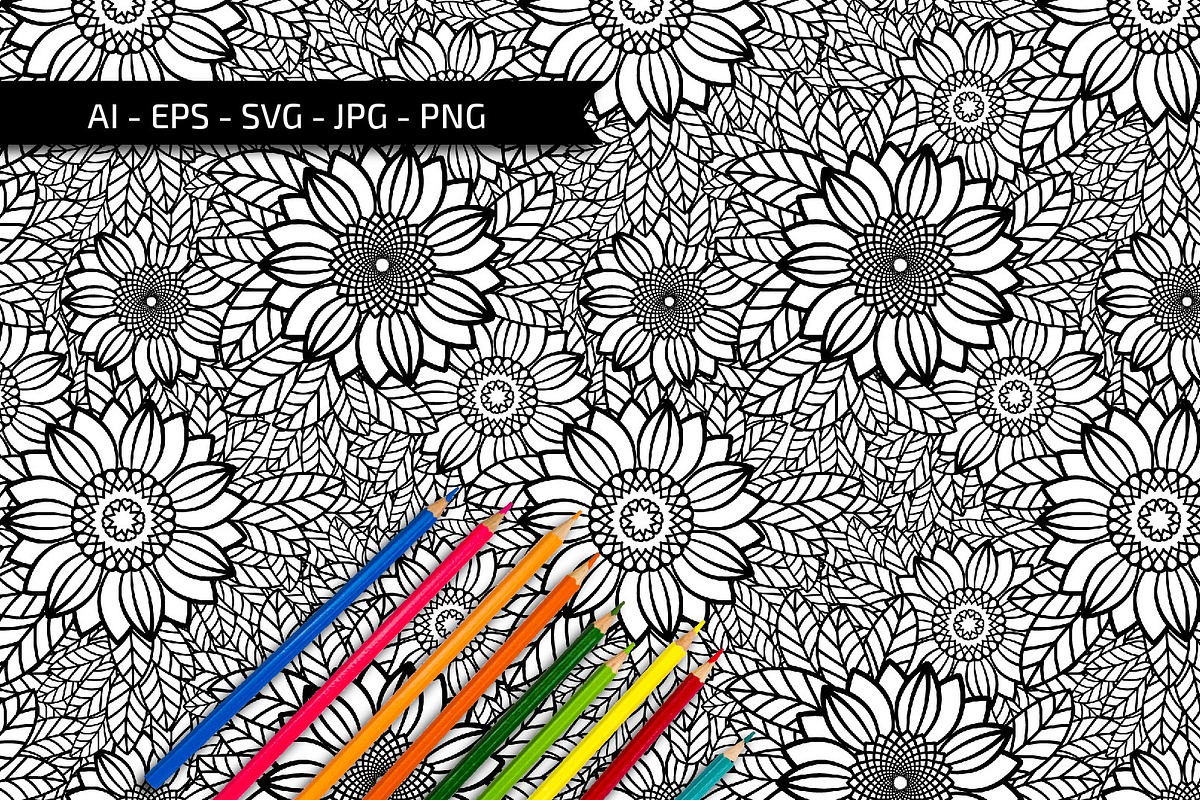Sunflower Seamless Patterns, a Pattern Graphic by Elinorka (Photo 3 of 9)