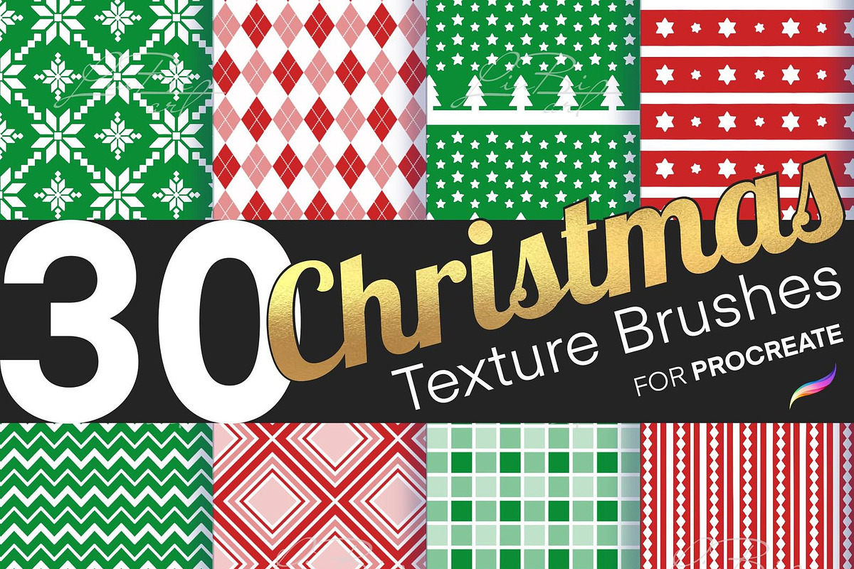 30 Procreate Christmas Brushes Set, a Brush Add-On by LiuBi Art (Photo 1 of 4)