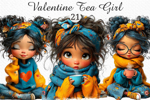 Valentine Tea Girl Clipart PNG, an Illustration by Craft Nest
