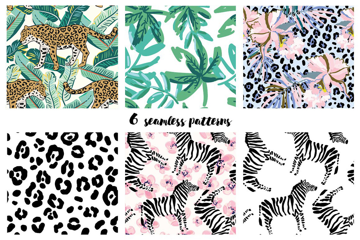 Leopard, zebra & palm leaves, an Animal Illustration by OJardin (Photo 3 of 5)