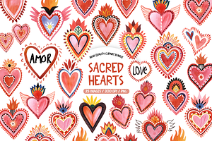 Sacred Heart Clipart Bundle, an Illustration by TatiMockup