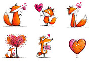 Quirky Valentine Fox Clipart, an Illustration by CreationArt (Thumbnail 4 of 7)