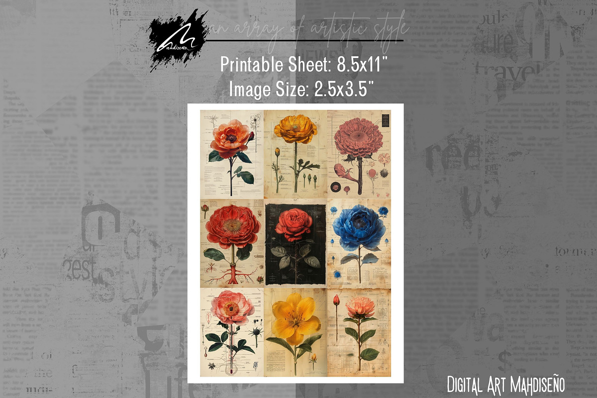 Mini Botanical Junk journal Kit, a Decorative Illustration by Digital Art Mahdiseño (Photo 6 of 11)