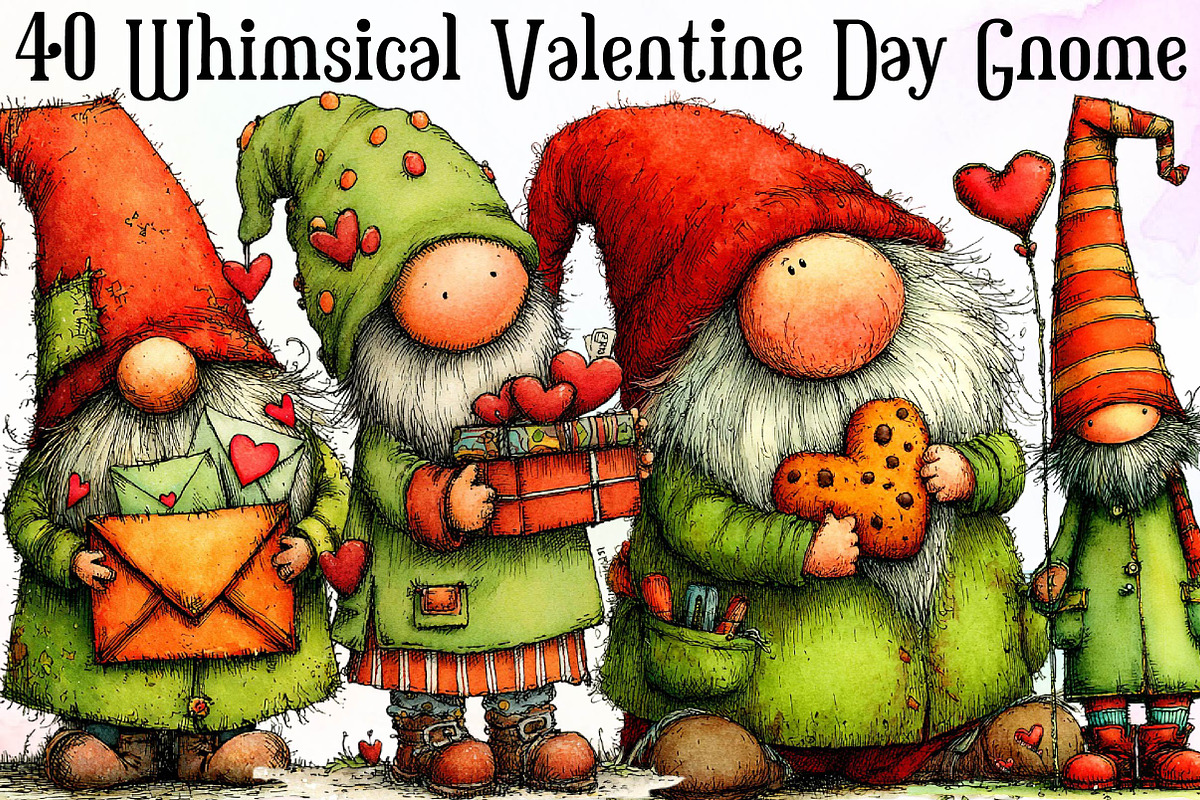 Whimsical Valentine Day Gnome Clipar, an Illustration by Sublimation Artist (Photo 1 of 6)