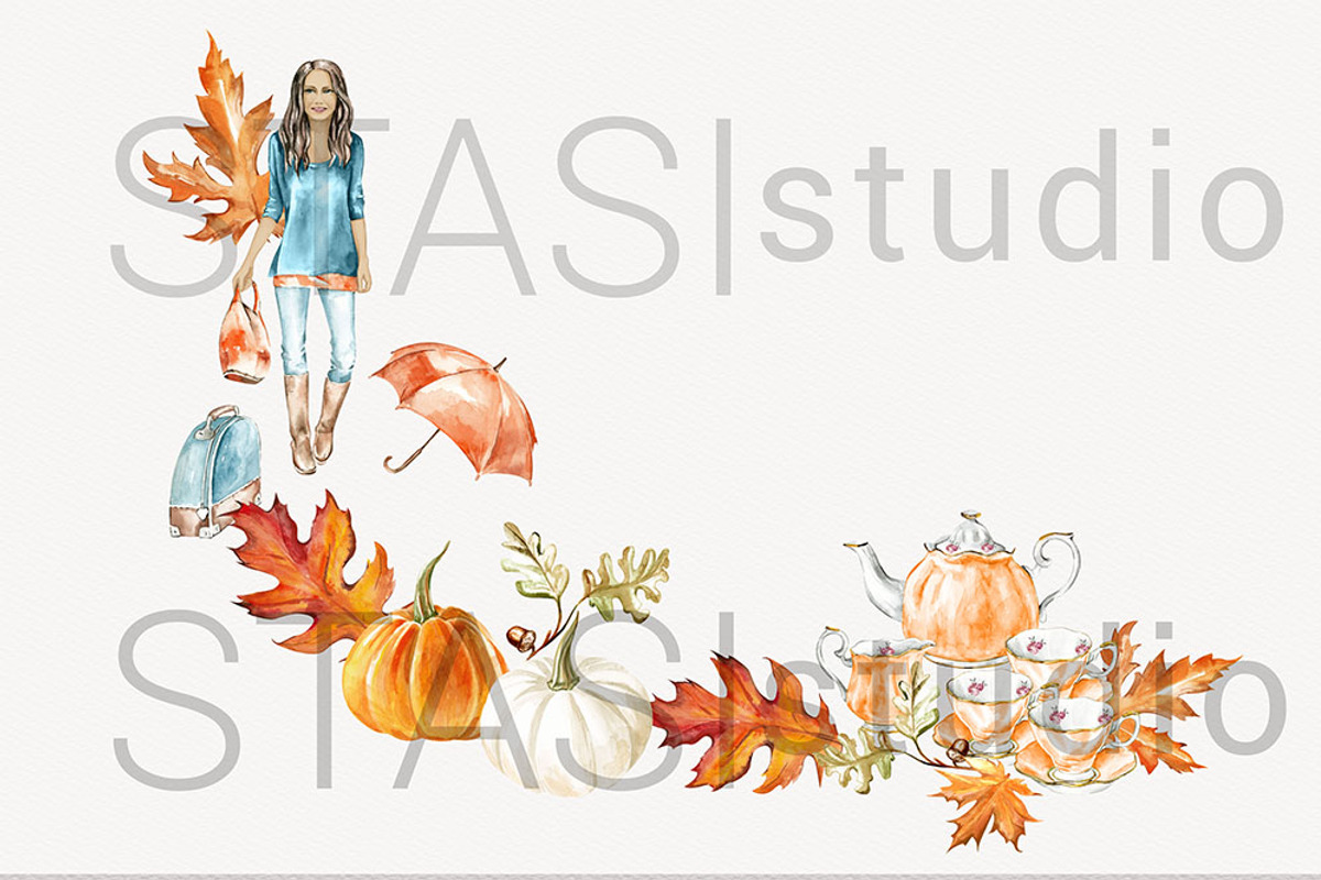 Autumn Travel Watercolor Clipart, a Decorative Illustration by STASIstudio (Photo 4 of 5)