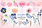 Navy blue & blush pink flowers, a Texture Illustration by LABFcreations (Thumbnail 2 of 6)