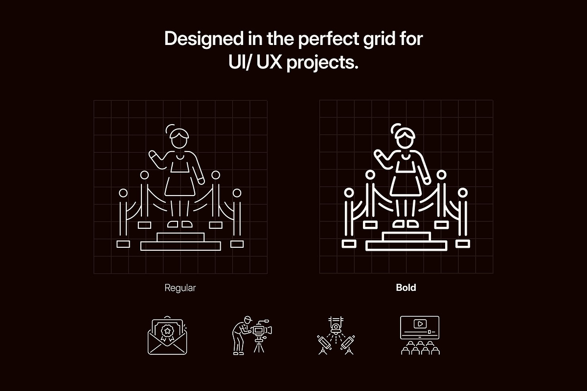 Movie Icon Art Set, an Outline Icon by Prosymbols (Photo 3 of 8)