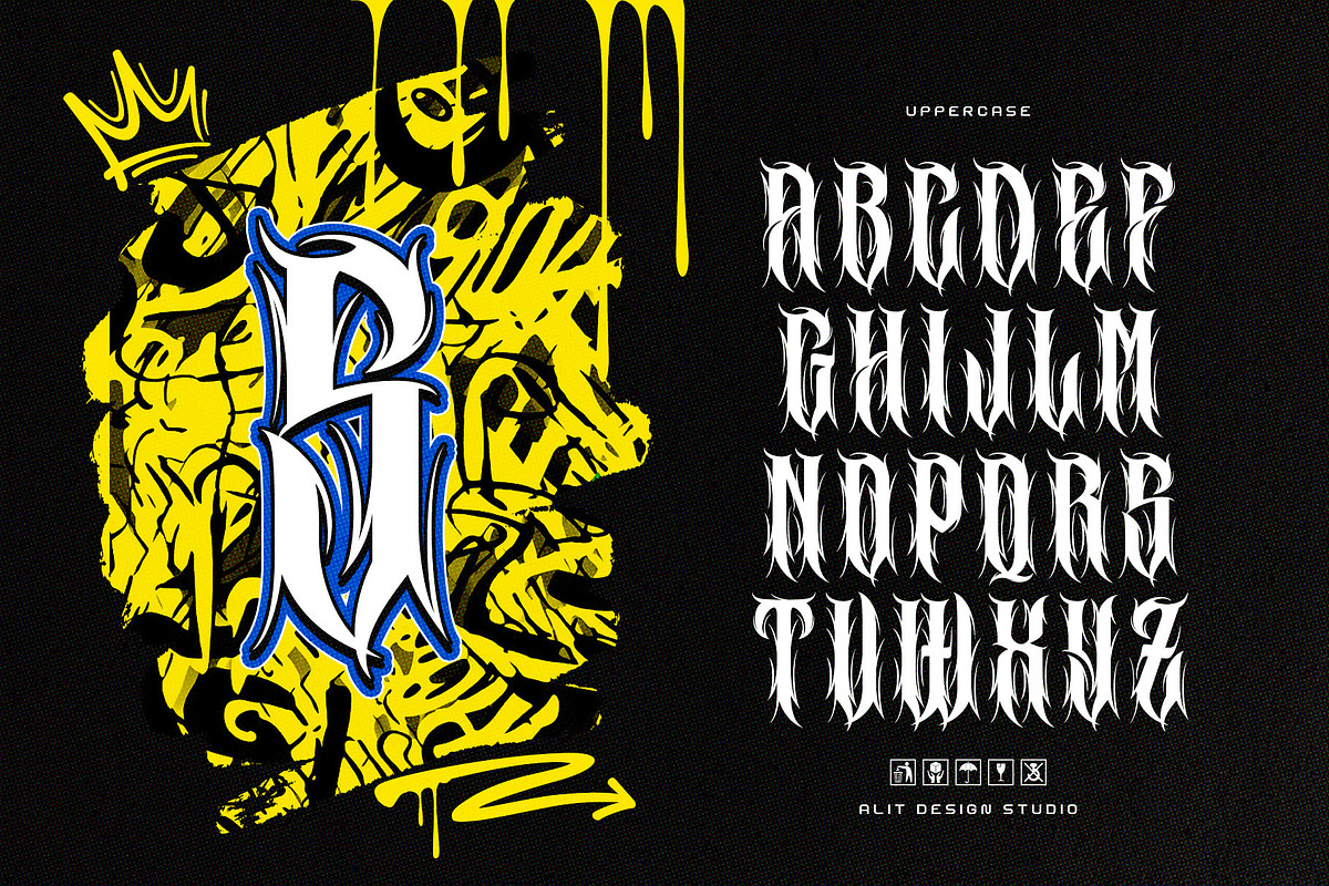 Bubble Core Graffiti Mix Metal Font, a Blackletter Font by alit design (Photo 4 of 22)