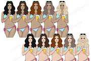 Summer Girl Clipart | Bikini Woman, a Person Illustration by GlamArtZhanna (Thumbnail 3 of 7)
