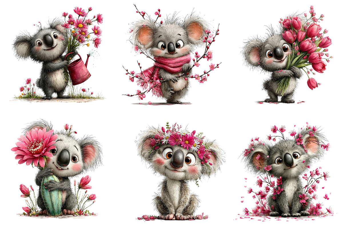 Whimsical Spring Koala Clipart, an Illustration by Dream Creation (Photo 5 of 8)