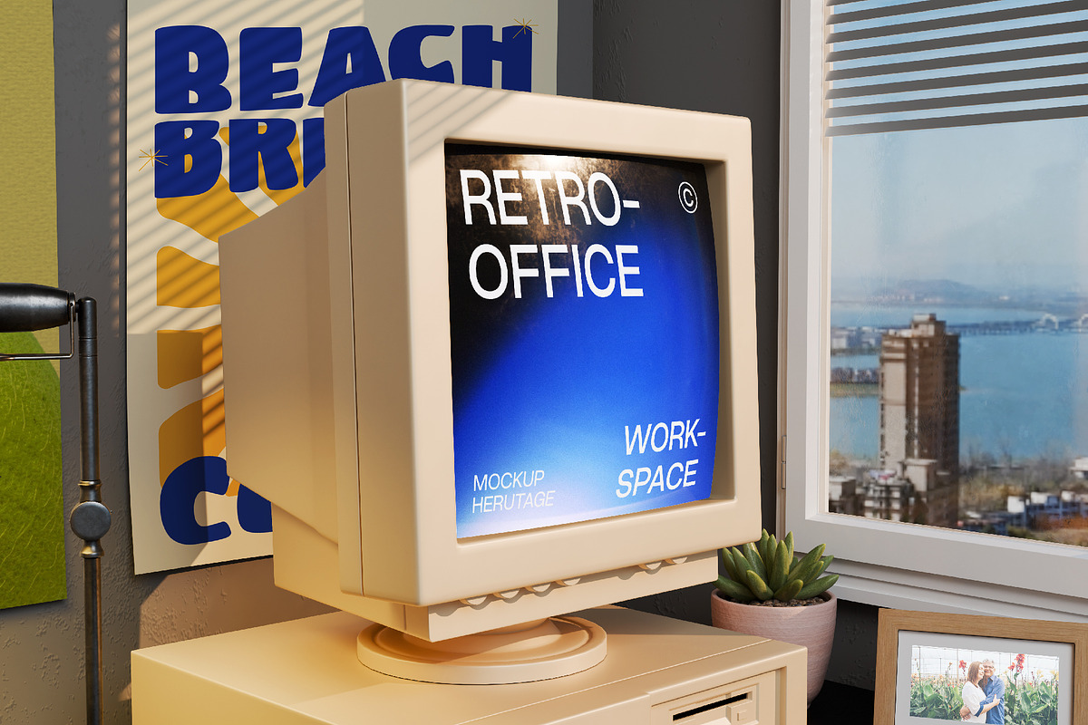 Retro Office Workspace Mockup, a Wearable Device Mockup by herutage (Photo 3 of 4)
