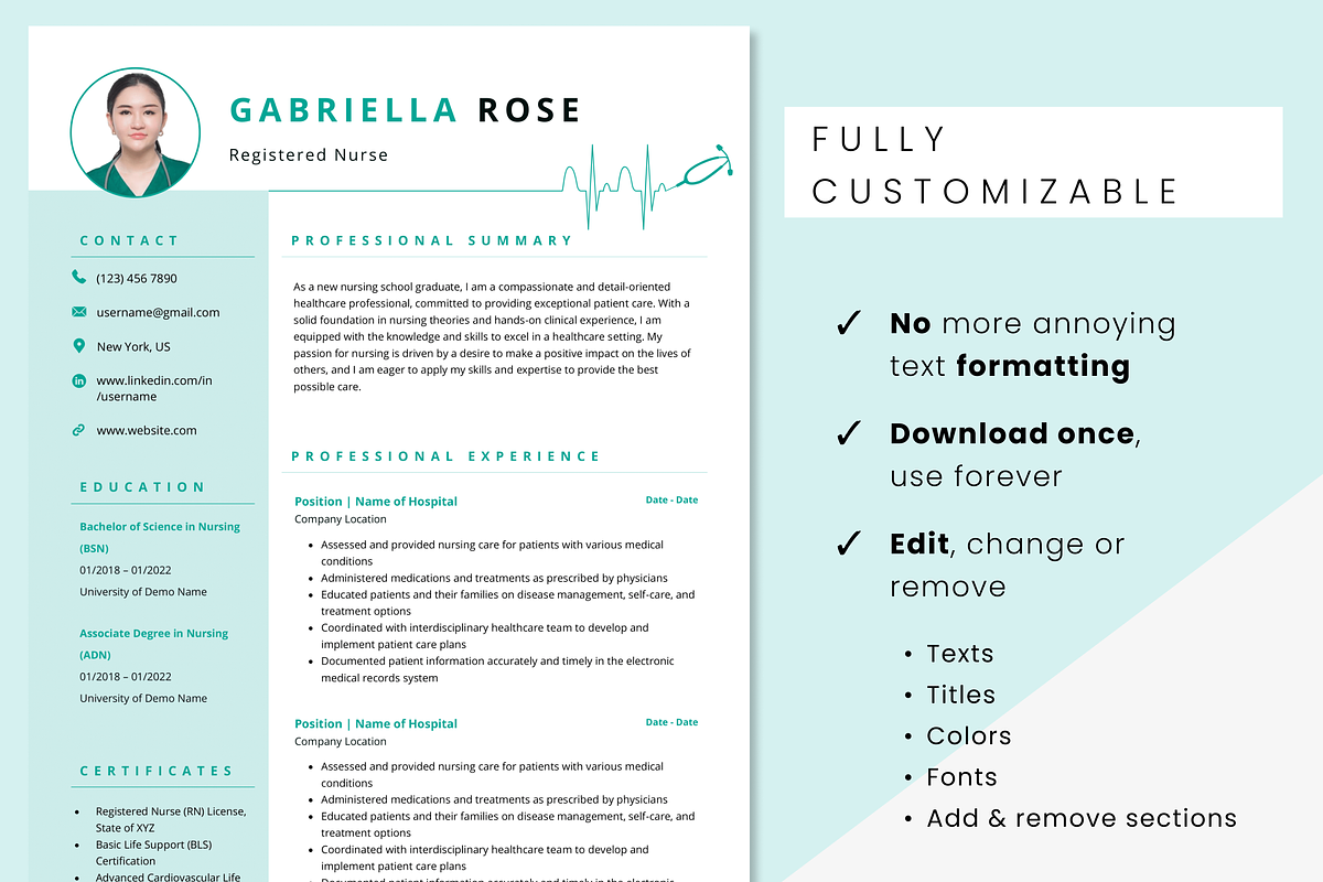 Nursing Resume Cover Letter Template, a Resume Template by MondaySpark (Photo 4 of 8)