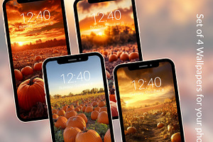 Pumpkin & Fall Flowers Phone BG