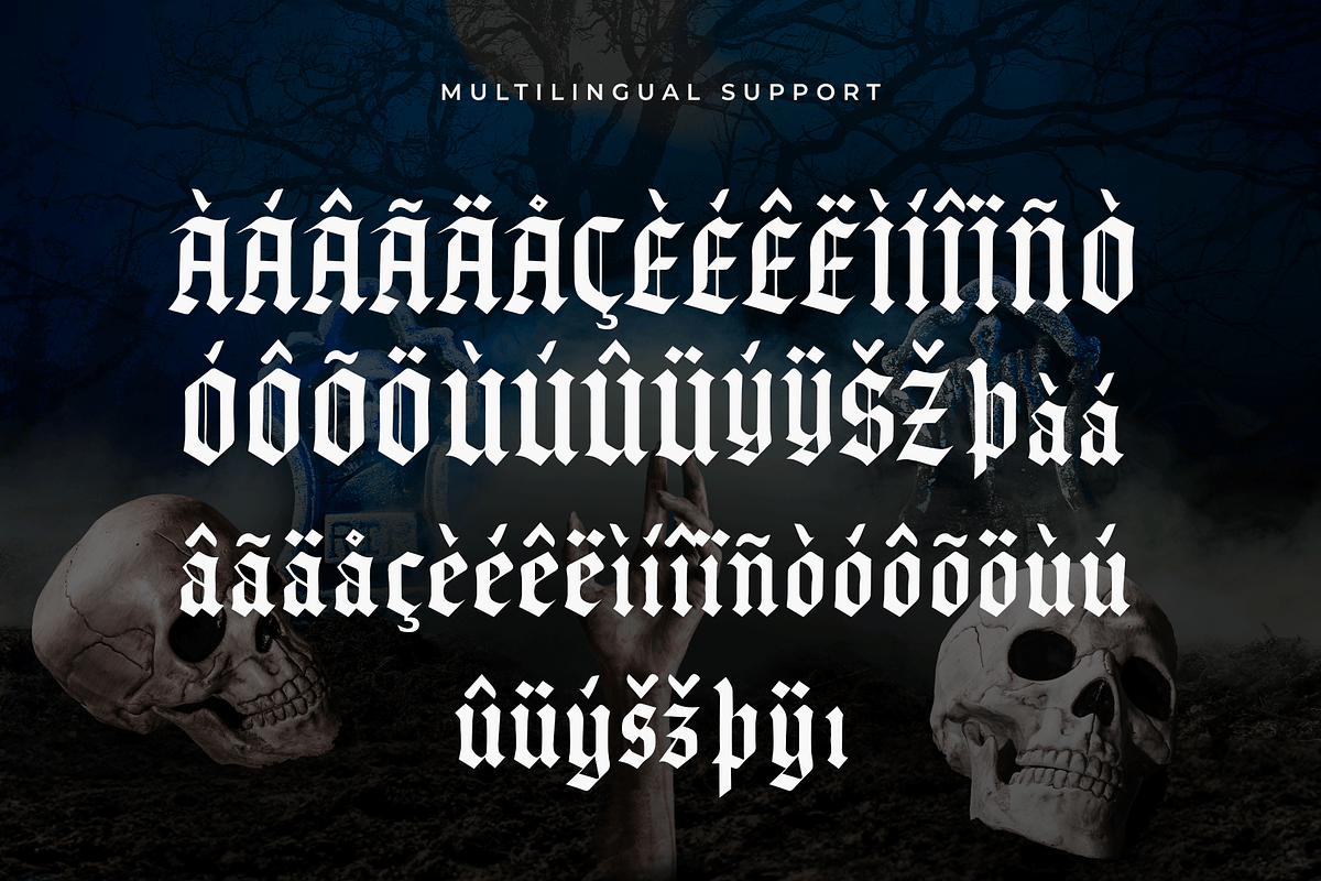 Shadowkill – Modern Blackletter Font, a Blackletter Font by overlaytemplates (Photo 5 of 5)