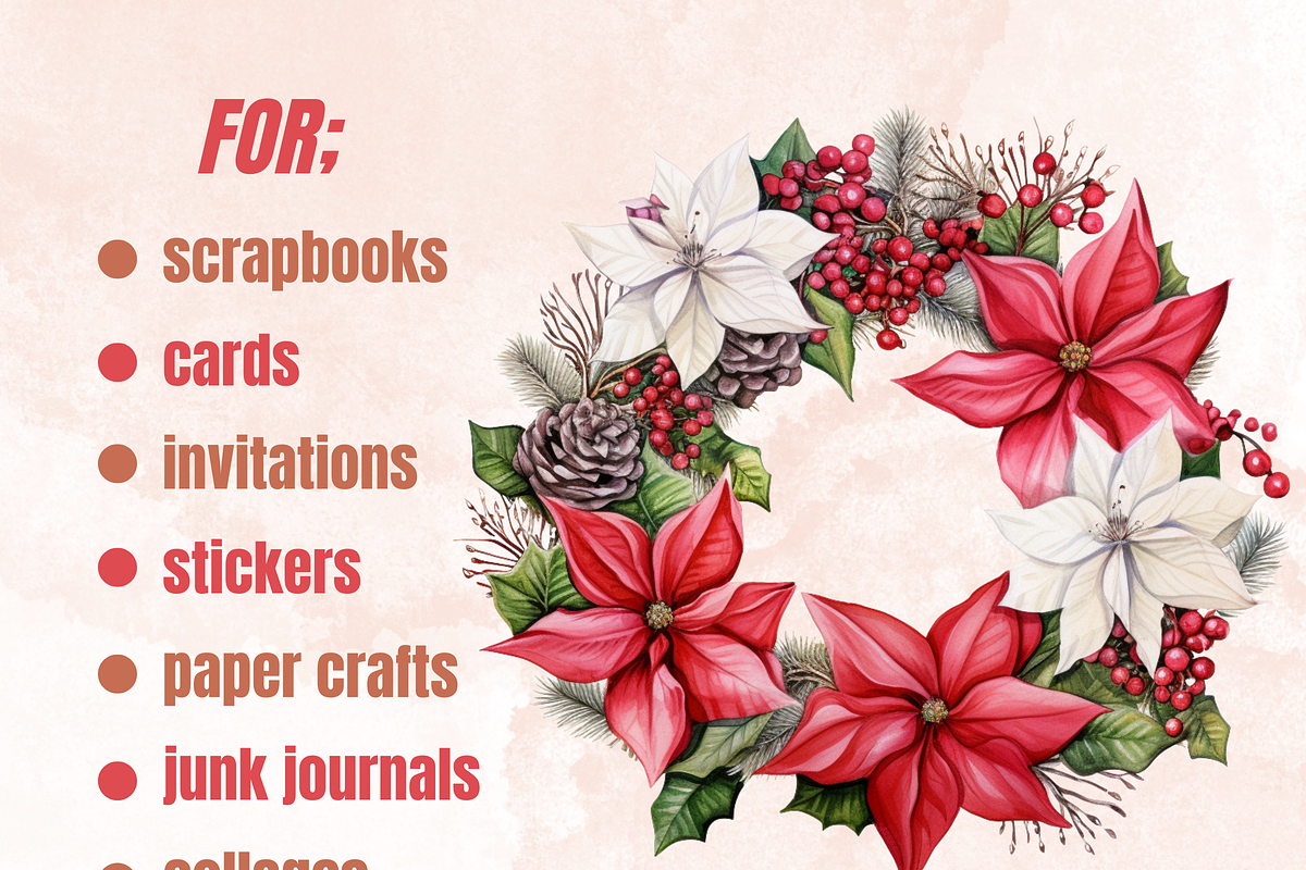 Watercolor Christmas Wreath Clipart, an Illustration by GiraffeCreative (Photo 3 of 9)