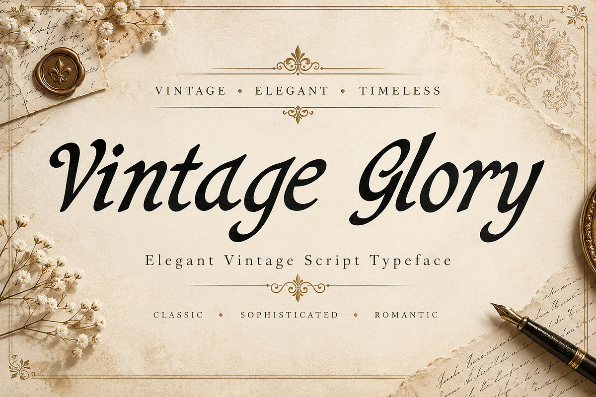 Vintage Glory, a Serif Font by Wow Magic (Photo 1 of 5)