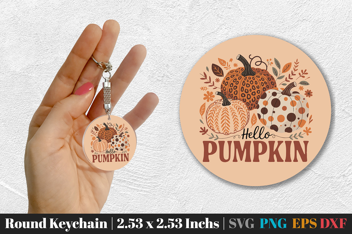 Fall Round Keychain SVG PNG Bundle, an Illustration by Actual Pixel (Photo 4 of 20)