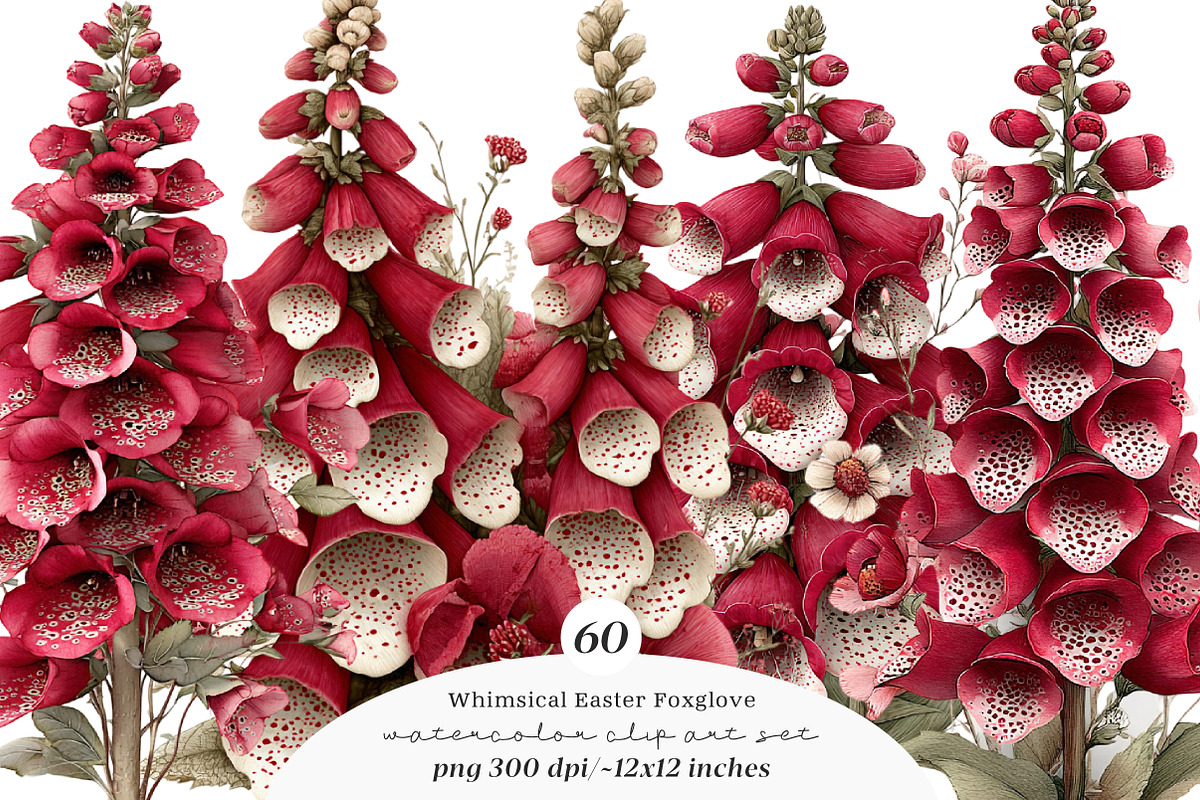 Whimsical easter foxglove clipart, an Illustration by SinaCreation (Photo 1 of 11)