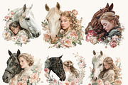 Watercolor Floral Horse & Girl Clip, a Person Illustration by Design Scotch (Thumbnail 4 of 8)