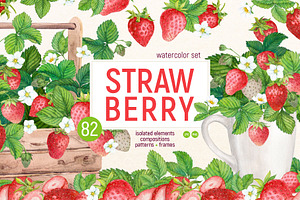 Strawberry. Watercolor set, an Illustration by Tata Pilip