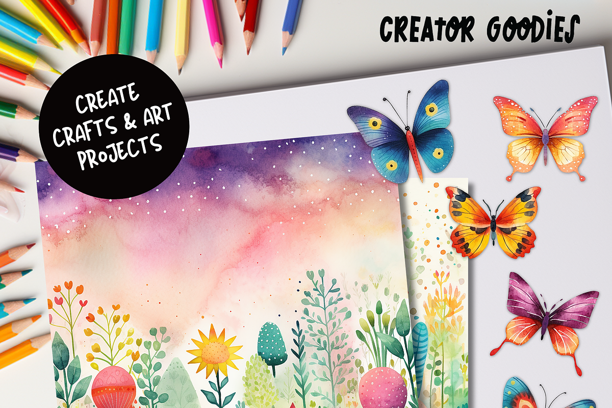Colorful Butterflies Clipart Set, an Animal Illustration by Creator Goodies (Photo 7 of 7)