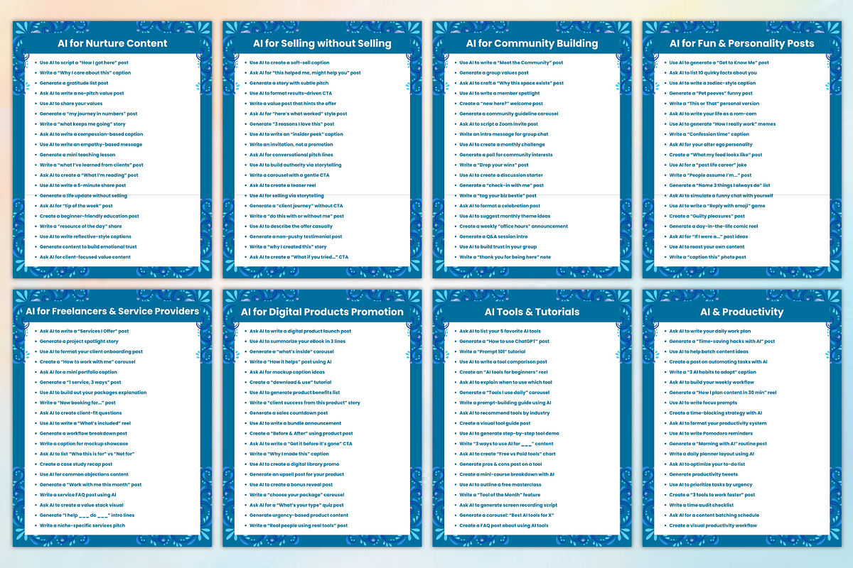 1000+ AI Social Media Prompt Book, a Stationery Template by Designmela01 (Photo 4 of 6)