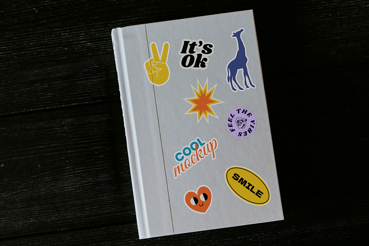 Notebook Cover Stickers Mockups, a Mockup by Luuqas Design (Photo 1 of 2)