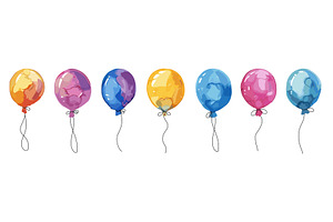 Watercolor colorful baloon set, an Object Illustration by Valerie Bodnar