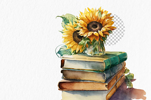 Sunflowers Watercolor Clipart PNG