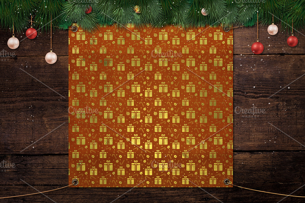 12 Christmas Red Gold Digital Papers, a Background Graphic by Orange Fox (Photo 3 of 6)