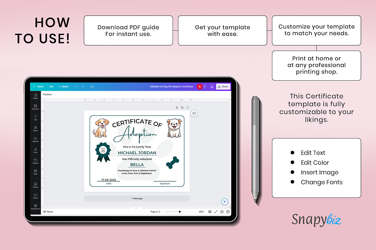 Cat Dog Pet Adoption Certificate, a Templates & Theme by Snapybiz (Photo 9 of 9)