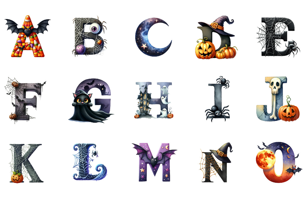 Halloween Alphabet Clipart, an Illustration by Designworld (Photo 3 of 5)